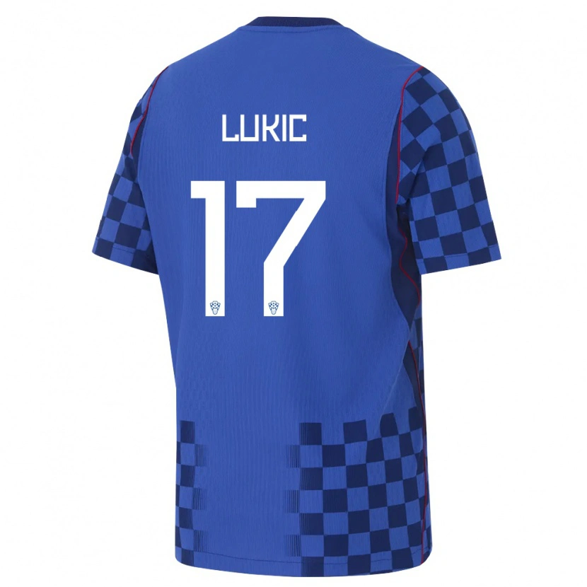 Danxen Mujer Camiseta Croacia Oliver Lukic #17 Azul Marino Rojo 2ª Equipación 26-28 La Camisa