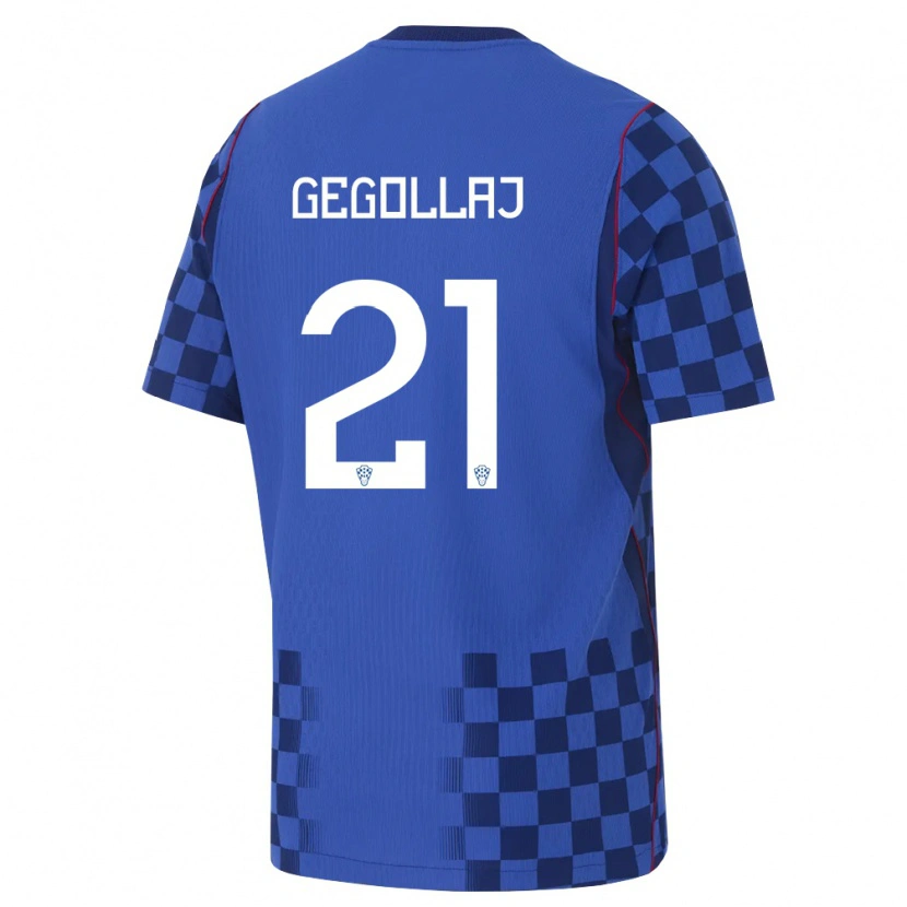 Danxen Mujer Camiseta Croacia Fatjesa Gegollaj #21 Azul Marino Rojo 2ª Equipación 26-28 La Camisa