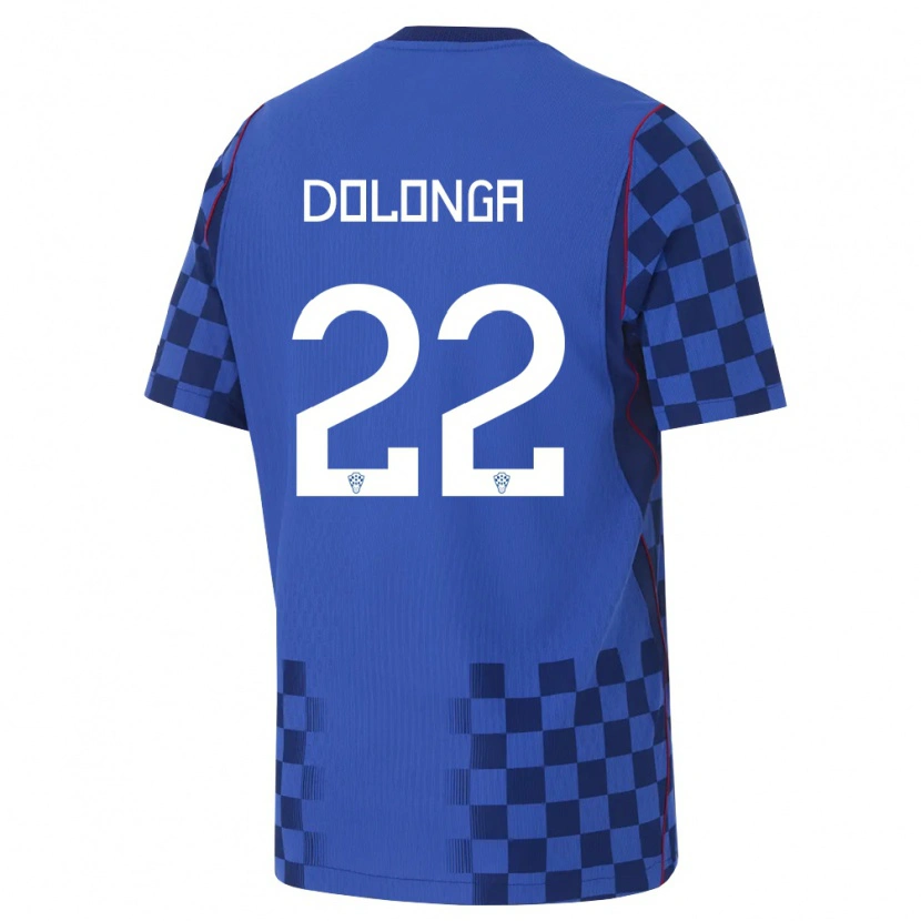 Danxen Mujer Camiseta Croacia Niko Dolonga #22 Azul Marino Rojo 2ª Equipación 26-28 La Camisa