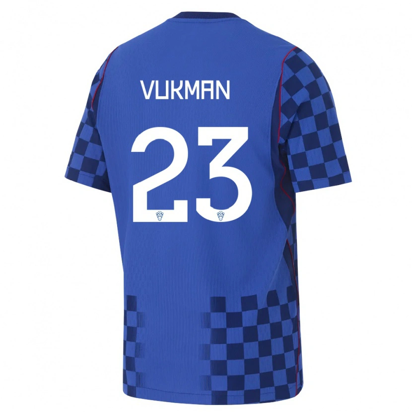 Danxen Mujer Camiseta Croacia Jozo Vukman #23 Azul Marino Rojo 2ª Equipación 26-28 La Camisa