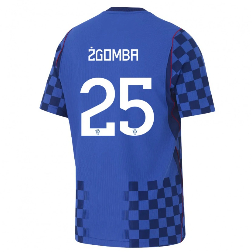 Danxen Mujer Camiseta Croacia Marin Zgomba #25 Azul Marino Rojo 2ª Equipación 26-28 La Camisa