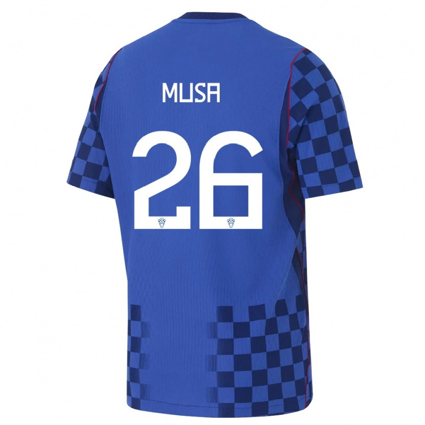 Danxen Mujer Camiseta Croacia Petar Musa #26 Azul Marino Rojo 2ª Equipación 26-28 La Camisa