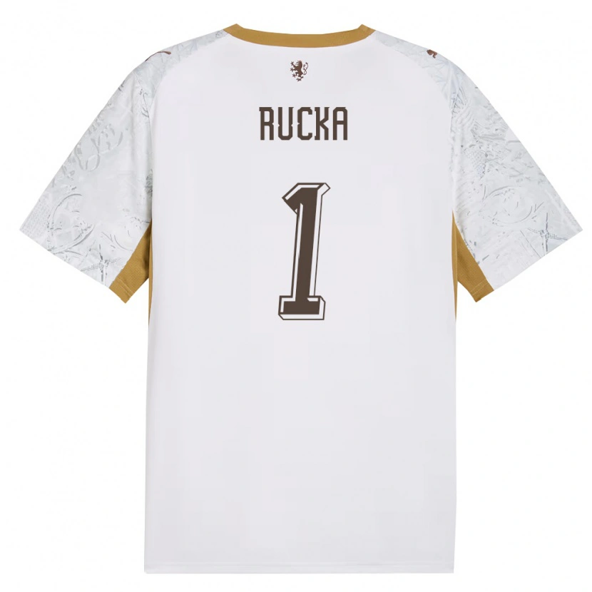 Danxen Mujer Camiseta Chequia Filip Rucka #1 Marfil Oro Gris 2ª Equipación 26-28 La Camisa