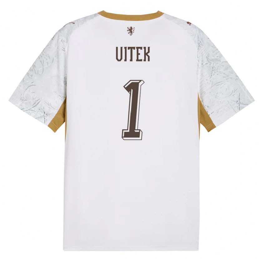 Danxen Mujer Camiseta Chequia Radek Vitek #1 Marfil Oro Gris 2ª Equipación 26-28 La Camisa