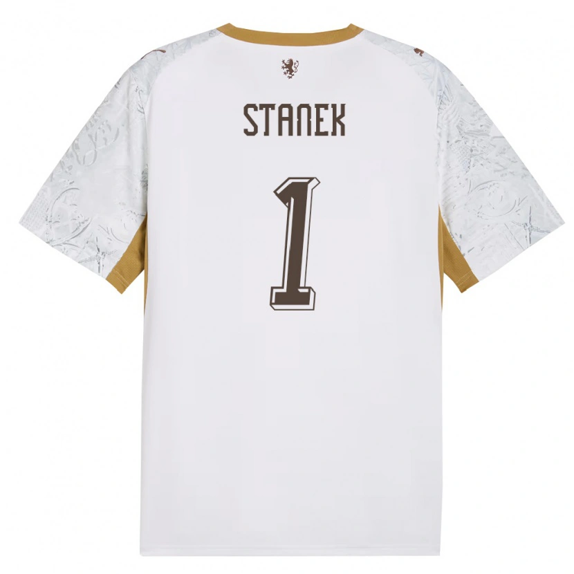 Danxen Mujer Camiseta Chequia Jindrich Stanek #1 Marfil Oro Gris 2ª Equipación 26-28 La Camisa