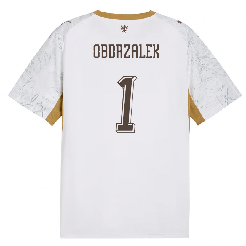 Danxen Mujer Camiseta Chequia Marek Obdrzalek #1 Marfil Oro Gris 2ª Equipación 26-28 La Camisa