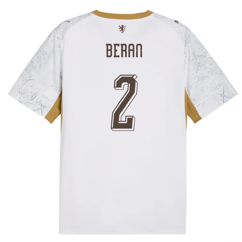 Danxen Mujer Camiseta Chequia Stepan Beran #2 Marfil Oro Gris 2ª Equipación 26-28 La Camisa