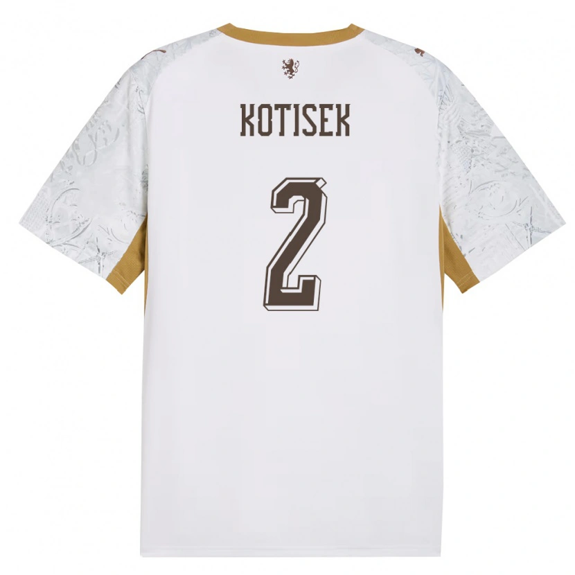 Danxen Mujer Camiseta Chequia Maxim Kotisek #2 Marfil Oro Gris 2ª Equipación 26-28 La Camisa