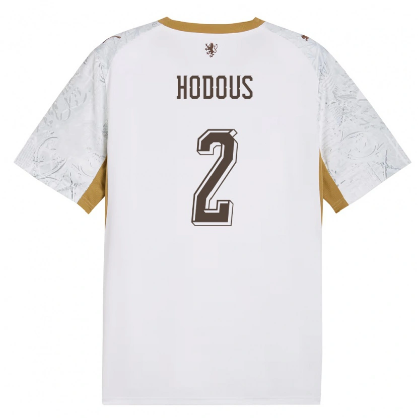 Danxen Mujer Camiseta Chequia Petr Hodous #2 Marfil Oro Gris 2ª Equipación 26-28 La Camisa