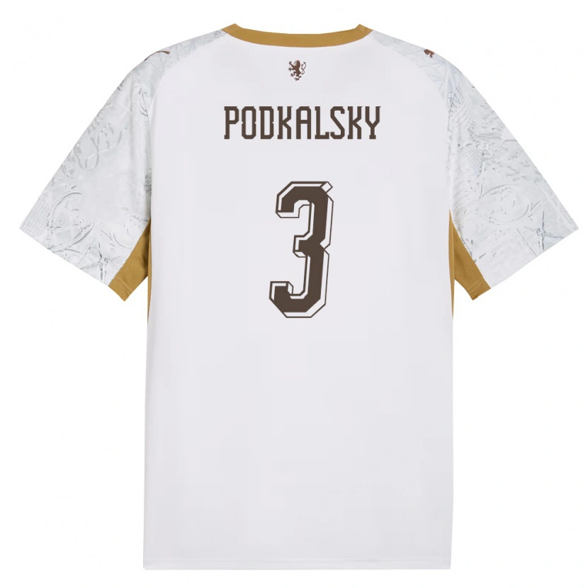 Danxen Mujer Camiseta Chequia Jakub Podkalsky #3 Marfil Oro Gris 2ª Equipación 26-28 La Camisa