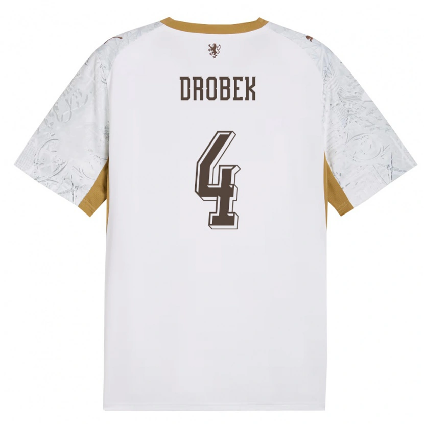 Danxen Mujer Camiseta Chequia Ondrej Drobek #4 Marfil Oro Gris 2ª Equipación 26-28 La Camisa