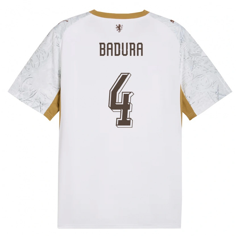 Danxen Mujer Camiseta Chequia Vitezslav Badura #4 Marfil Oro Gris 2ª Equipación 26-28 La Camisa