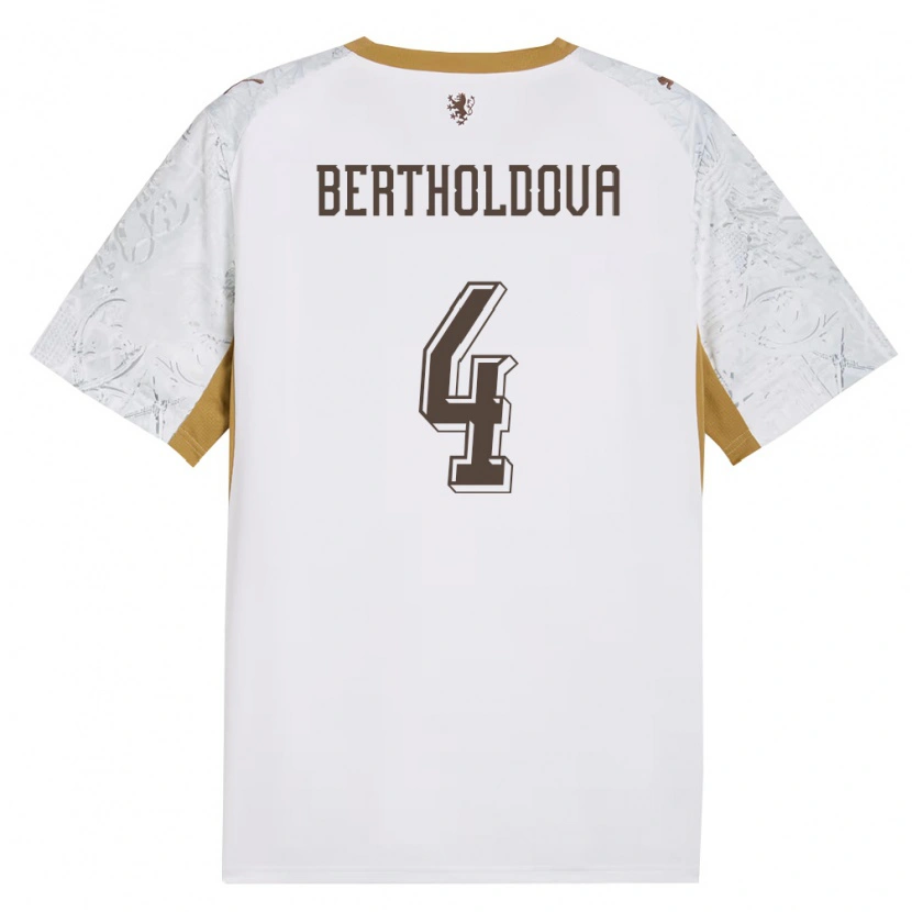 Danxen Mujer Camiseta Chequia Petra Bertholdová #4 Marfil Oro Gris 2ª Equipación 26-28 La Camisa