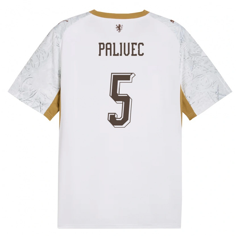 Danxen Mujer Camiseta Chequia Jachym Palivec #5 Marfil Oro Gris 2ª Equipación 26-28 La Camisa