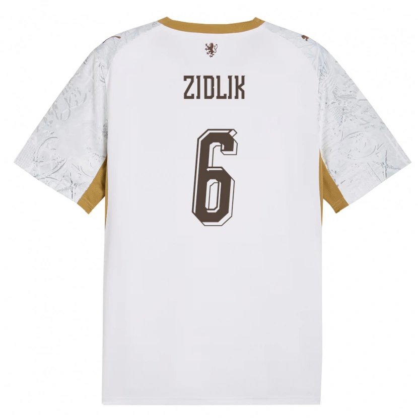 Danxen Mujer Camiseta Chequia Hynek Zidlik #6 Marfil Oro Gris 2ª Equipación 26-28 La Camisa