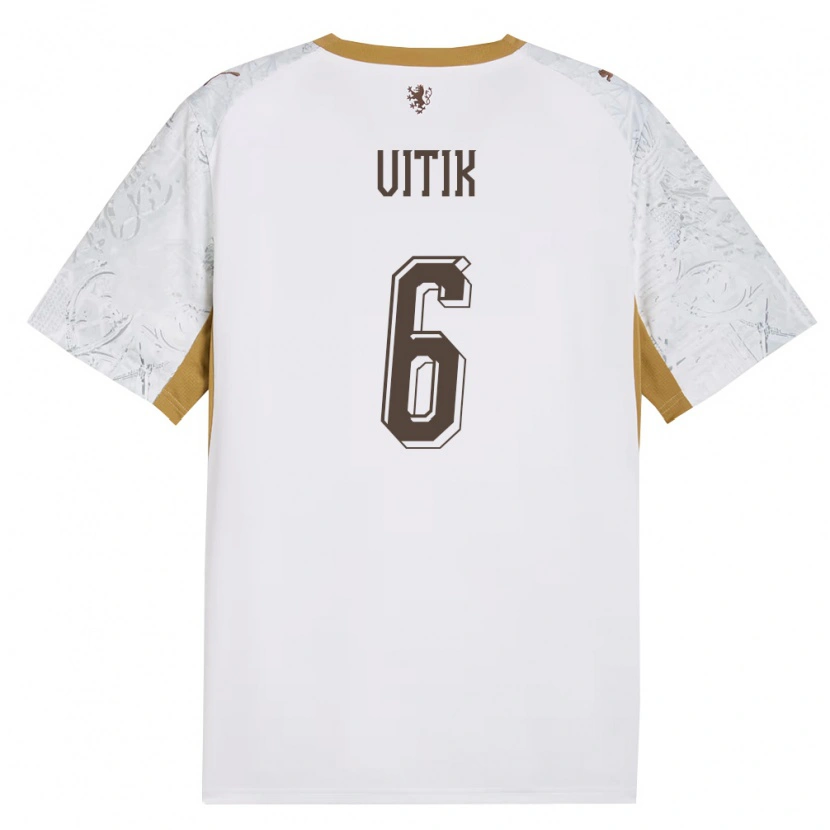 Danxen Mujer Camiseta Chequia Martin Vitík #6 Marfil Oro Gris 2ª Equipación 26-28 La Camisa