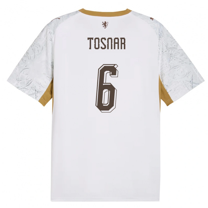 Danxen Mujer Camiseta Chequia Jakub Tosnar #6 Marfil Oro Gris 2ª Equipación 26-28 La Camisa