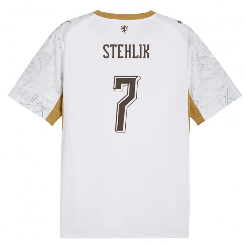 Danxen Mujer Camiseta Chequia Nikolas Stehlik #7 Marfil Oro Gris 2ª Equipación 26-28 La Camisa