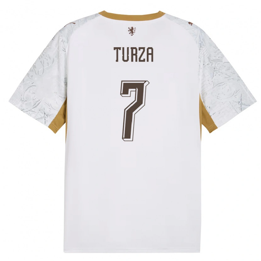 Danxen Mujer Camiseta Chequia Patrik Turza #7 Marfil Oro Gris 2ª Equipación 26-28 La Camisa