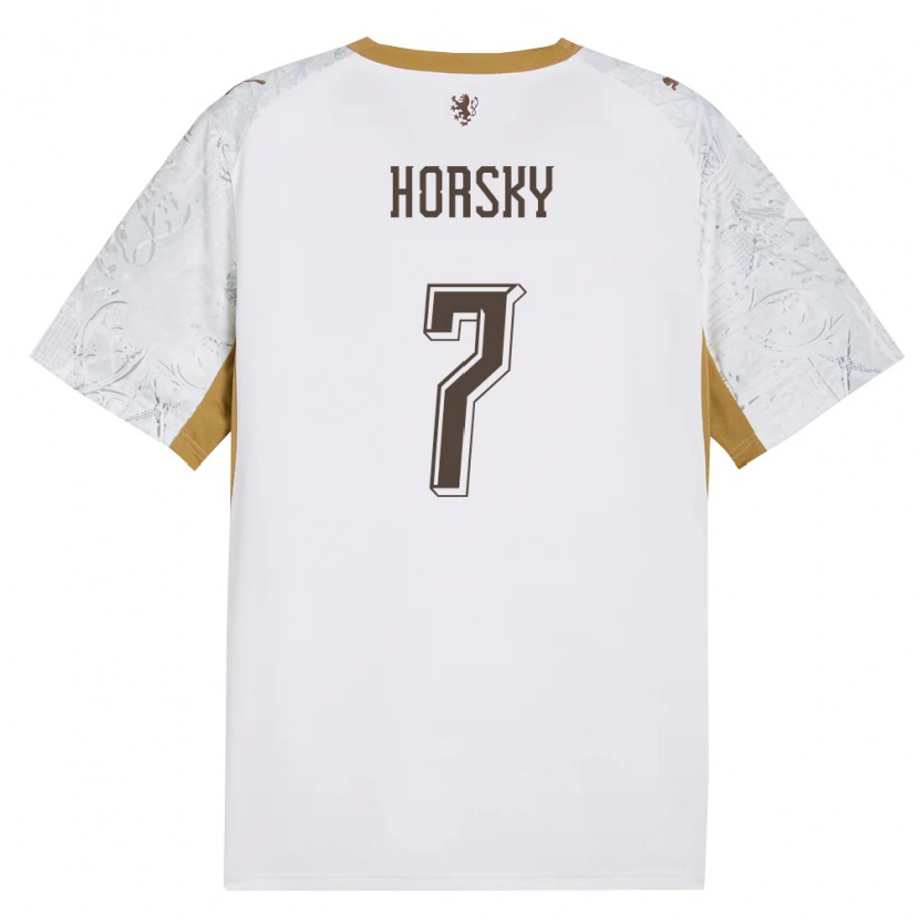 Danxen Mujer Camiseta Chequia Filip Horsky #7 Marfil Oro Gris 2ª Equipación 26-28 La Camisa