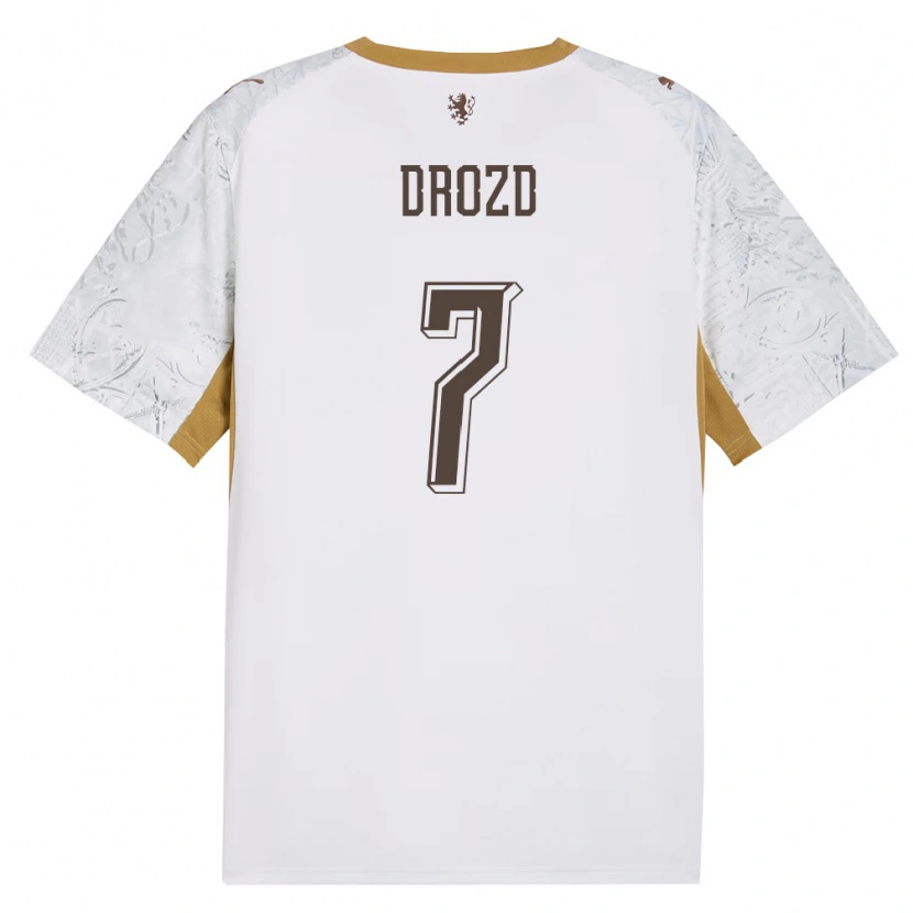 Danxen Mujer Camiseta Chequia Simon Drozd #7 Marfil Oro Gris 2ª Equipación 26-28 La Camisa