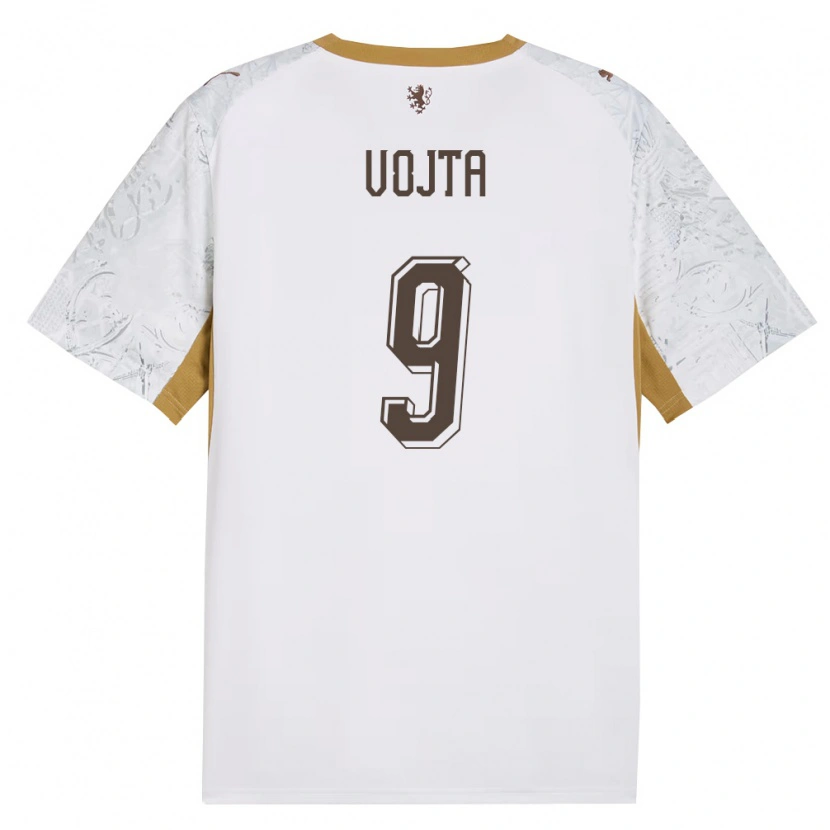 Danxen Mujer Camiseta Chequia Matyas Vojta #9 Marfil Oro Gris 2ª Equipación 26-28 La Camisa
