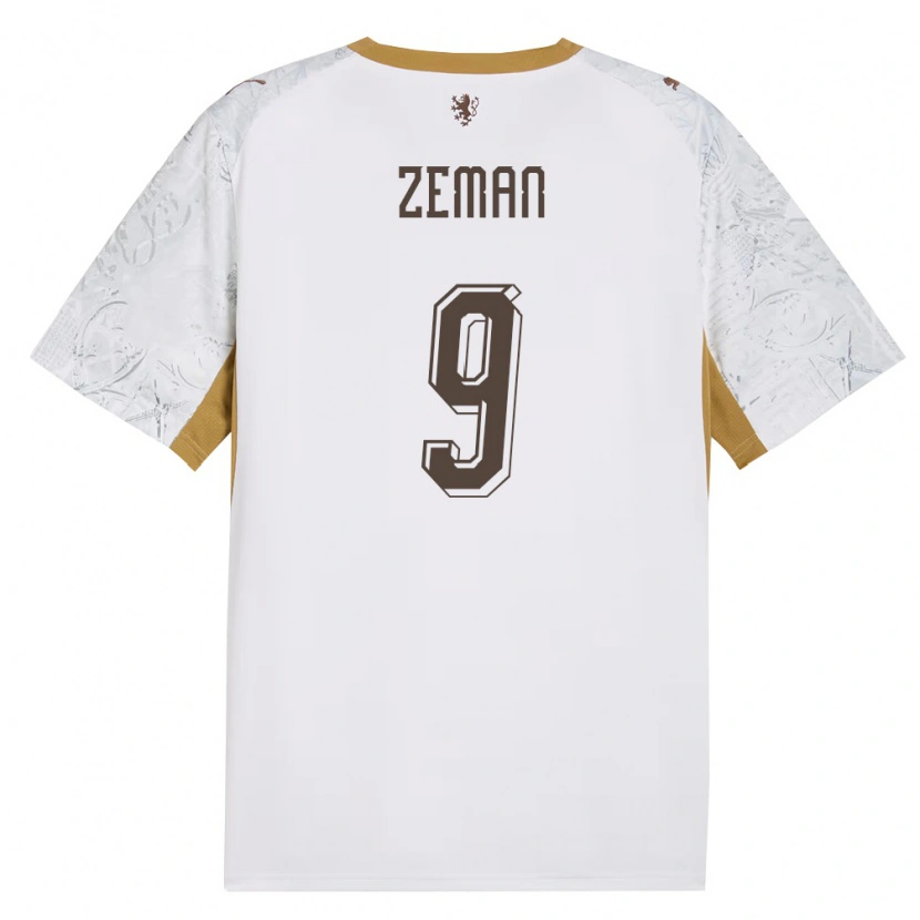 Danxen Mujer Camiseta Chequia Martin Zeman #9 Marfil Oro Gris 2ª Equipación 26-28 La Camisa