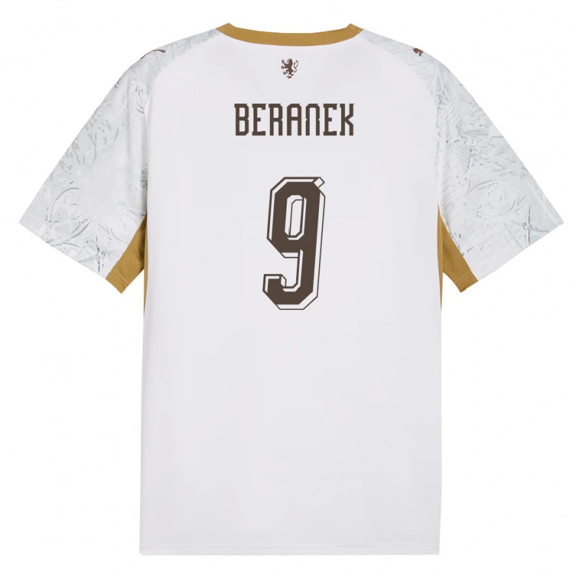 Danxen Mujer Camiseta Chequia Marek Beranek #9 Marfil Oro Gris 2ª Equipación 26-28 La Camisa