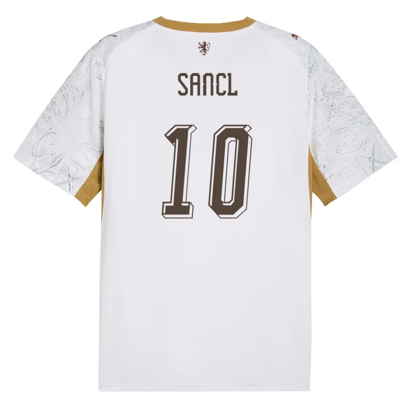 Danxen Mujer Camiseta Chequia Filip Sancl #10 Marfil Oro Gris 2ª Equipación 26-28 La Camisa