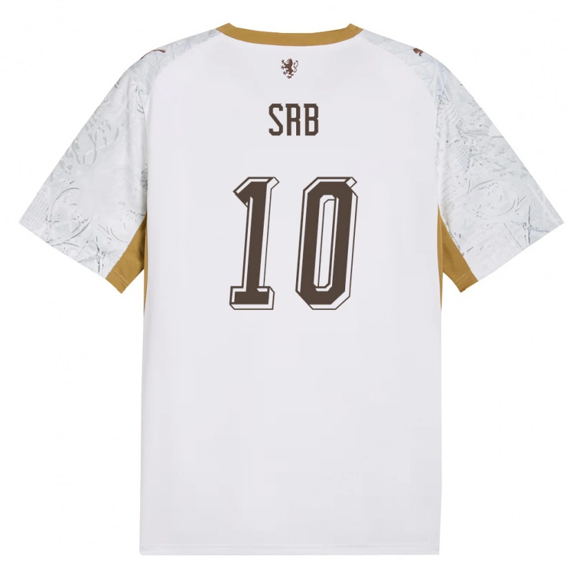 Danxen Mujer Camiseta Chequia Matous Srb #10 Marfil Oro Gris 2ª Equipación 26-28 La Camisa