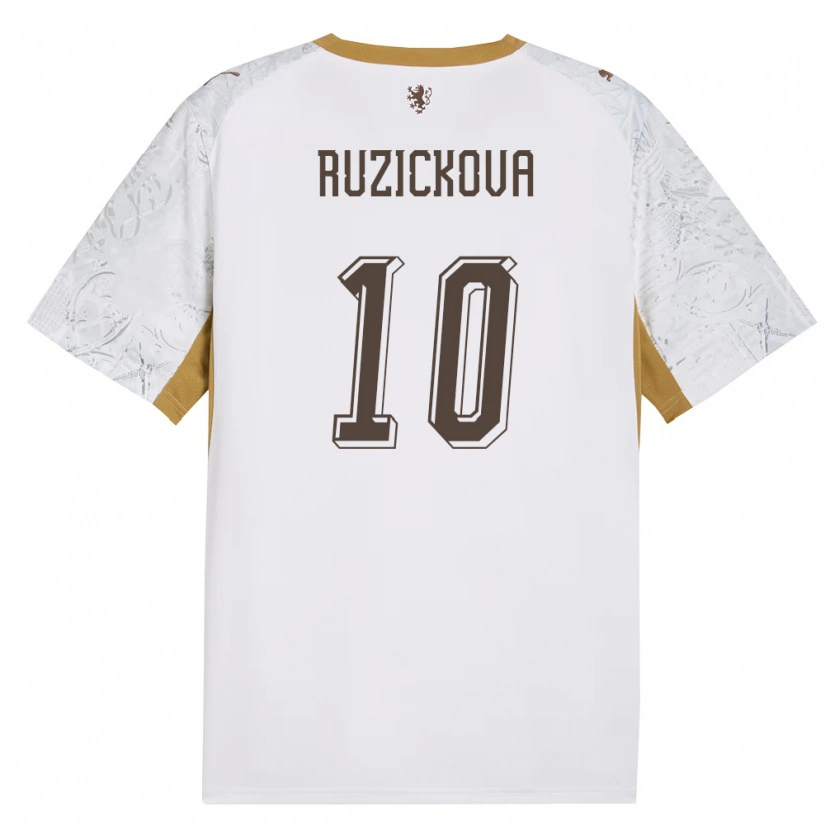 Danxen Mujer Camiseta Chequia Kristýna Růžičková #10 Marfil Oro Gris 2ª Equipación 26-28 La Camisa
