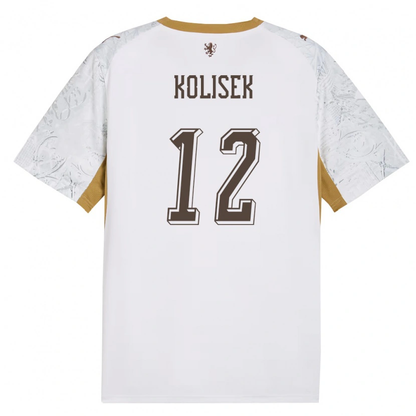 Danxen Mujer Camiseta Chequia Jakub Kolisek #12 Marfil Oro Gris 2ª Equipación 26-28 La Camisa