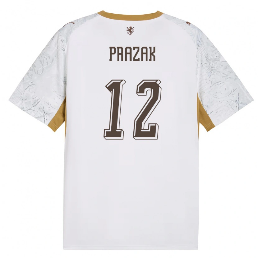 Danxen Mujer Camiseta Chequia Tadeas Prazak #12 Marfil Oro Gris 2ª Equipación 26-28 La Camisa