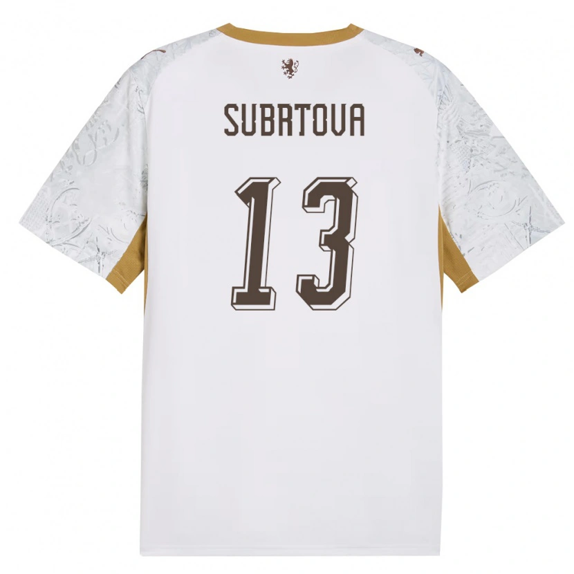 Danxen Mujer Camiseta Chequia Anna Šubrtová #13 Marfil Oro Gris 2ª Equipación 26-28 La Camisa
