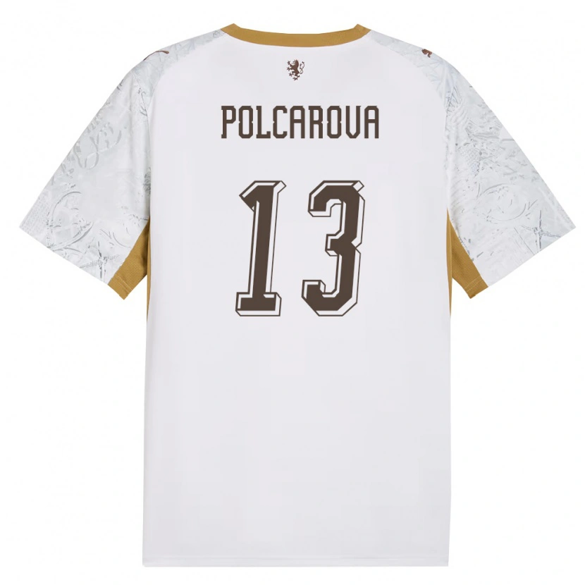 Danxen Mujer Camiseta Chequia Barbora Polcarová #13 Marfil Oro Gris 2ª Equipación 26-28 La Camisa