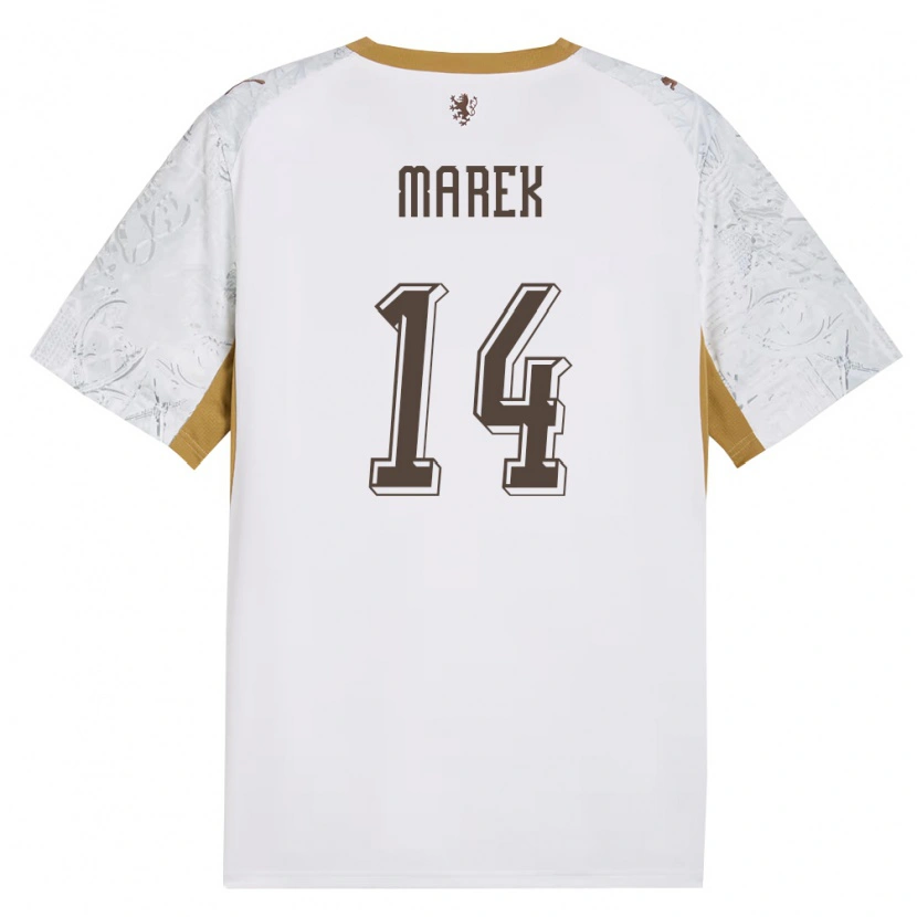 Danxen Mujer Camiseta Chequia Jakub Marek #14 Marfil Oro Gris 2ª Equipación 26-28 La Camisa