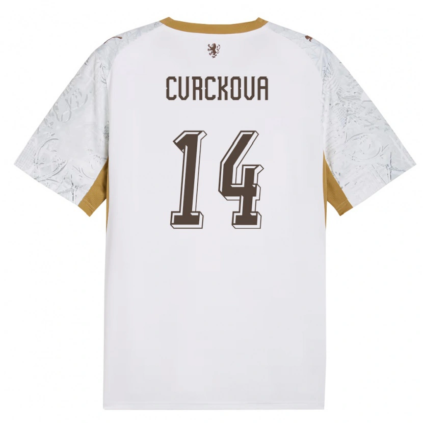 Danxen Mujer Camiseta Chequia Klára Cvrčková #14 Marfil Oro Gris 2ª Equipación 26-28 La Camisa