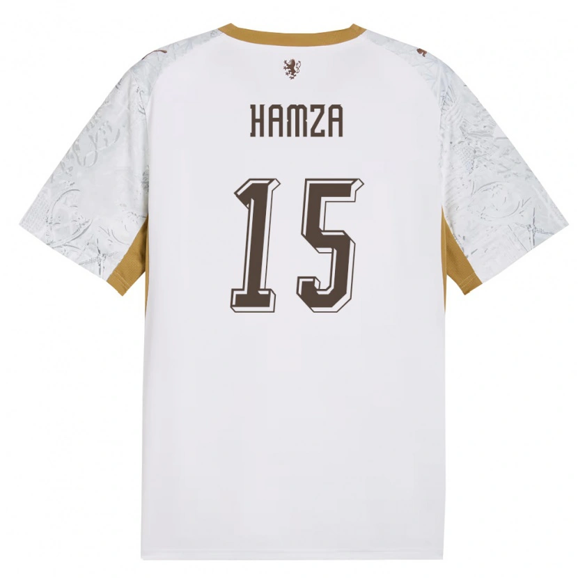 Danxen Mujer Camiseta Chequia Jiri Hamza #15 Marfil Oro Gris 2ª Equipación 26-28 La Camisa