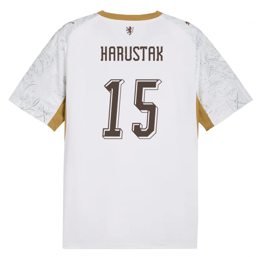 Danxen Mujer Camiseta Chequia Jan Harustak #15 Marfil Oro Gris 2ª Equipación 26-28 La Camisa