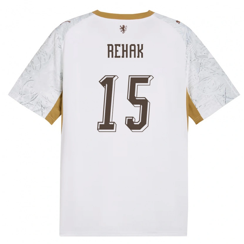 Danxen Mujer Camiseta Chequia Jakub Rehak #15 Marfil Oro Gris 2ª Equipación 26-28 La Camisa