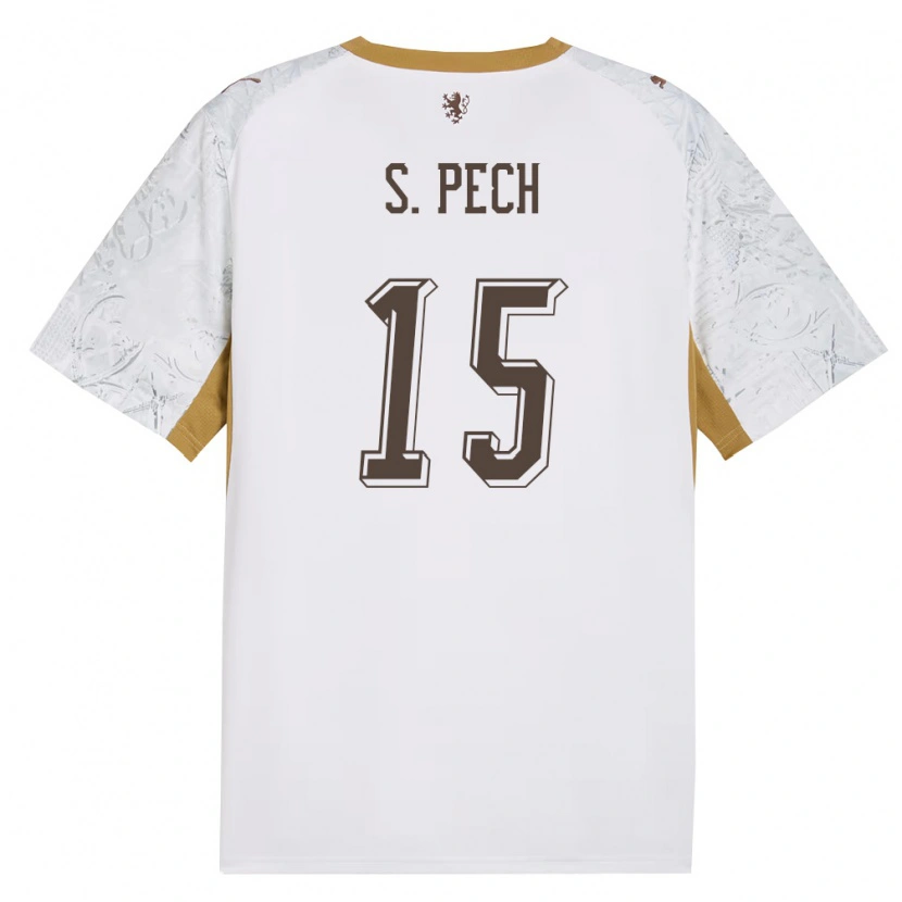 Danxen Mujer Camiseta Chequia Sebastian Pech #15 Marfil Oro Gris 2ª Equipación 26-28 La Camisa