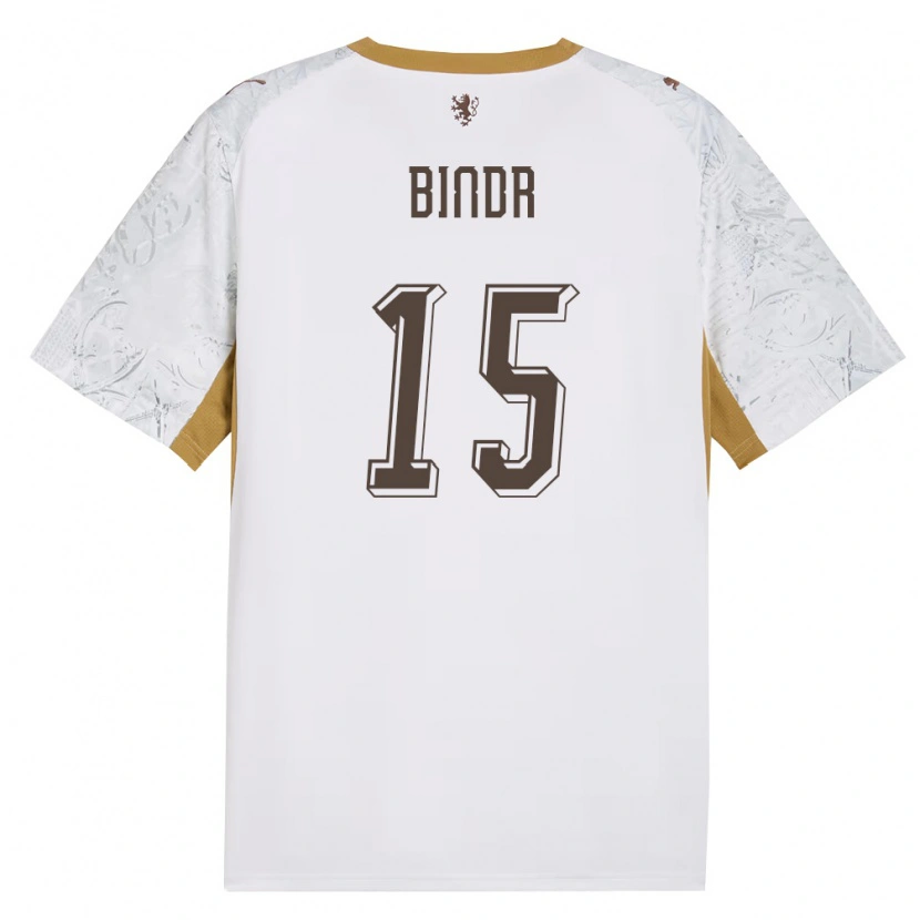 Danxen Mujer Camiseta Chequia Jan Bindr #15 Marfil Oro Gris 2ª Equipación 26-28 La Camisa