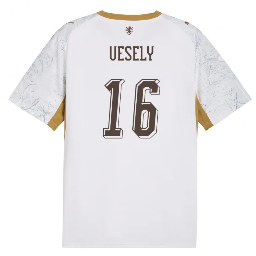 Danxen Mujer Camiseta Chequia Jakub Vesely #16 Marfil Oro Gris 2ª Equipación 26-28 La Camisa