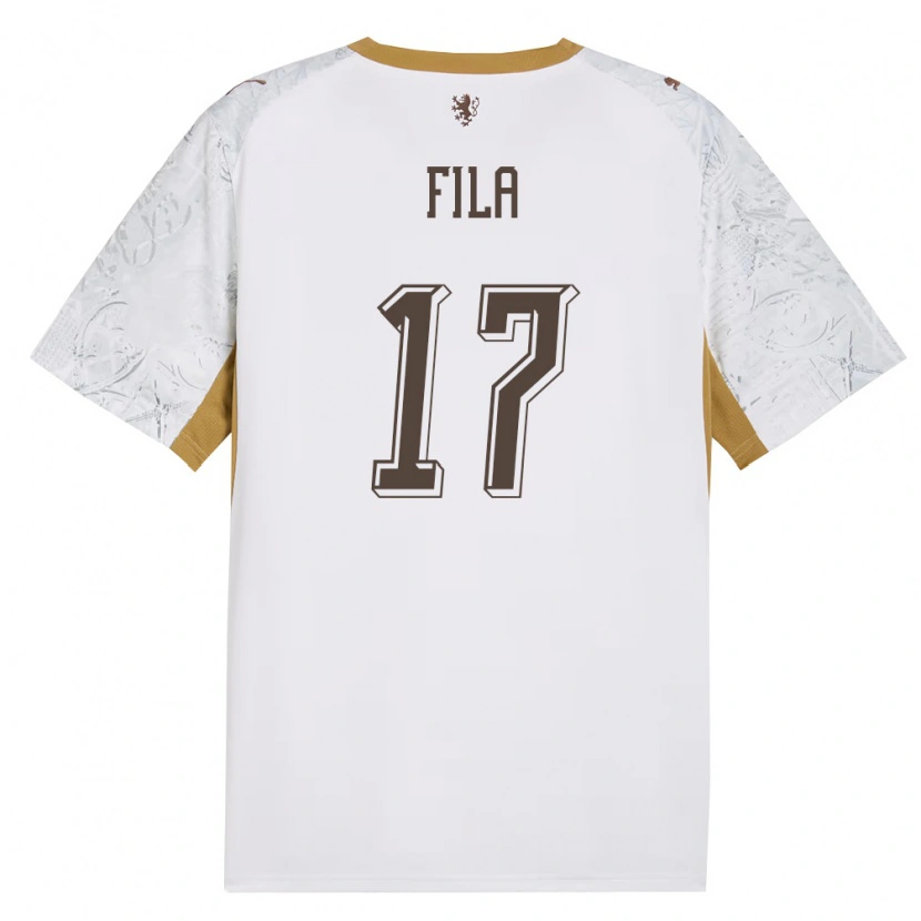 Danxen Mujer Camiseta Chequia Lukas Fila #17 Marfil Oro Gris 2ª Equipación 26-28 La Camisa
