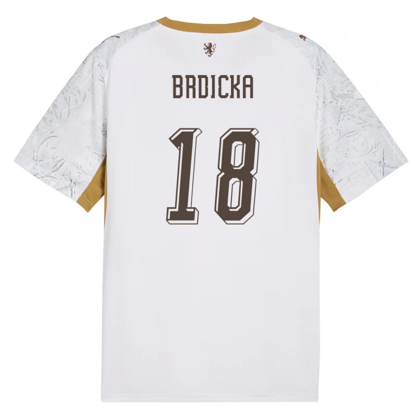 Danxen Mujer Camiseta Chequia Filip Brdicka #18 Marfil Oro Gris 2ª Equipación 26-28 La Camisa