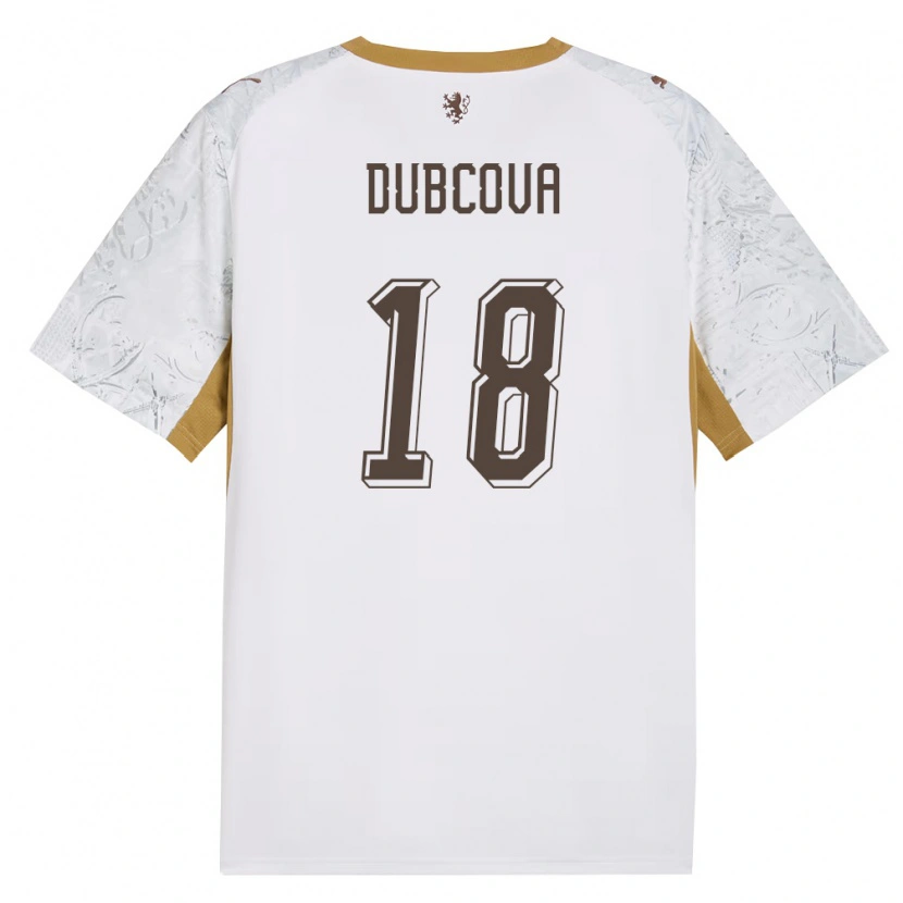 Danxen Mujer Camiseta Chequia Kamila Dubcová #18 Marfil Oro Gris 2ª Equipación 26-28 La Camisa