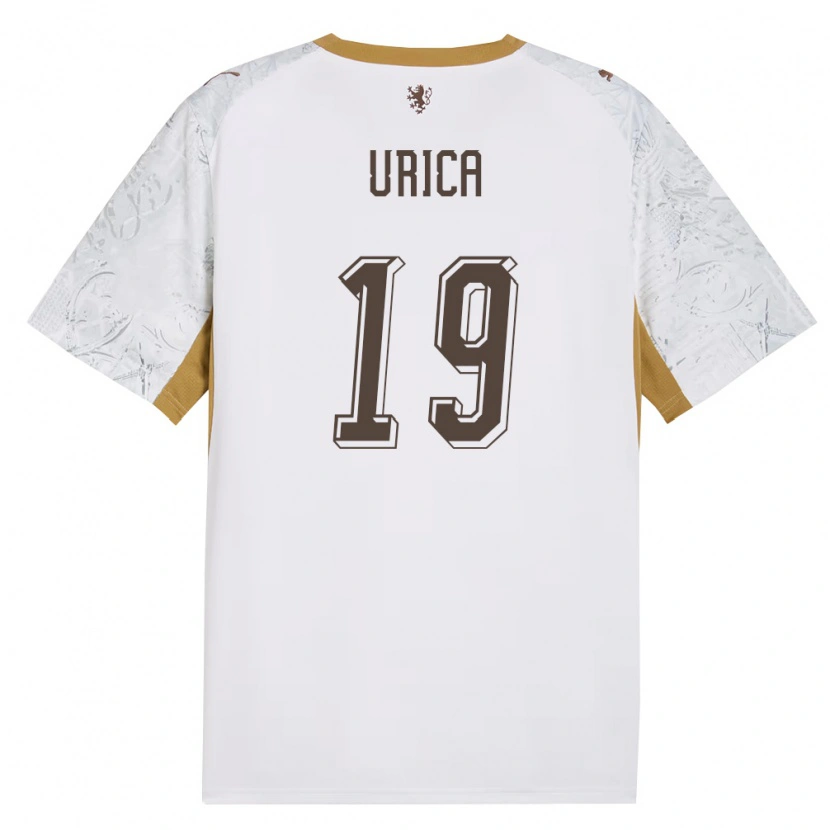 Danxen Mujer Camiseta Chequia Filip Urica #19 Marfil Oro Gris 2ª Equipación 26-28 La Camisa