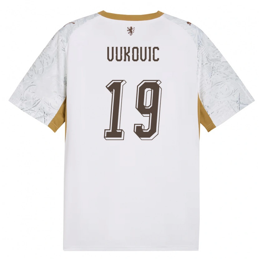 Danxen Mujer Camiseta Chequia Kristian Vukovic #19 Marfil Oro Gris 2ª Equipación 26-28 La Camisa