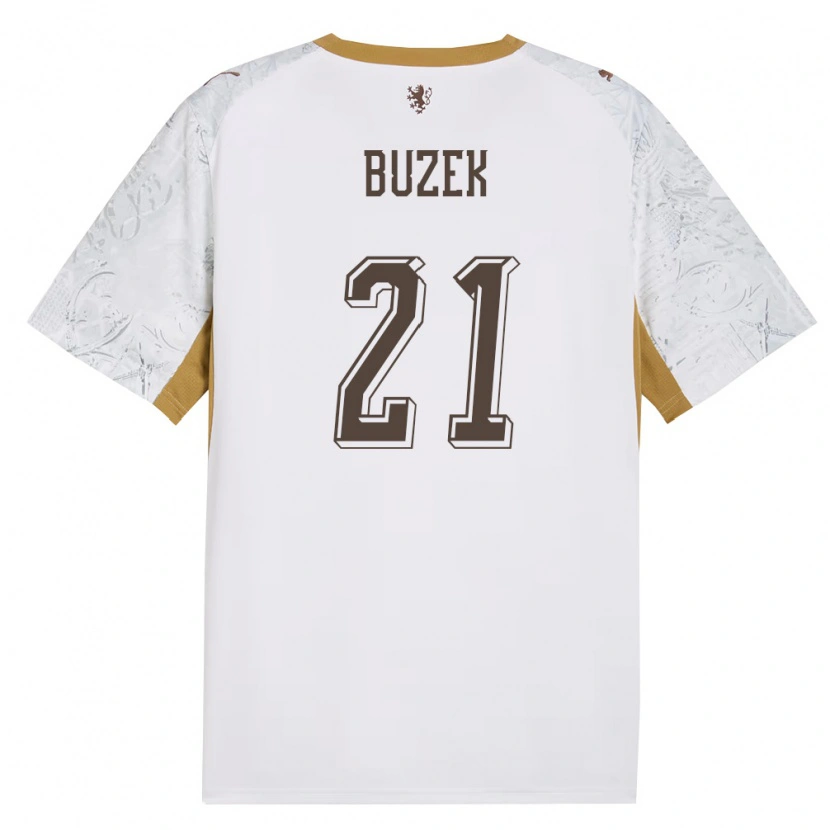 Danxen Mujer Camiseta Chequia Alexandr Buzek #21 Marfil Oro Gris 2ª Equipación 26-28 La Camisa