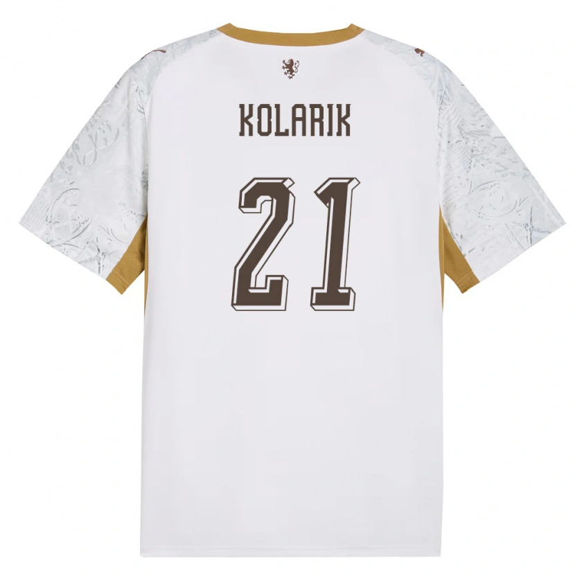 Danxen Mujer Camiseta Chequia Josef Kolarik #21 Marfil Oro Gris 2ª Equipación 26-28 La Camisa